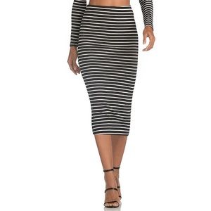 Nicki Minaj Textured Stripe Midi Skirt (NAVY BLUE)